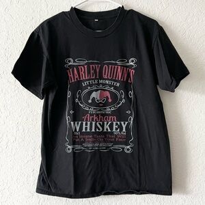 DC Comics Harley Quinn Arkham Whiskey Black Graphic Top Size Small